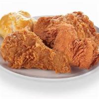 3-Piece Chicken Meal Deal · Mix of 3 chicken pieces (dark, white or mix) with choice of biscuit. Halal Chicken.