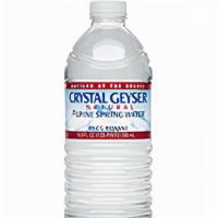 Bottled Water (Crystal Geyser) · 16  oz  and 1 Liter Crystal Geyser bottled water.