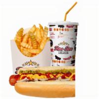 23. Jumbo Dog Combo · Ketchup, mustard, relish, diced onions