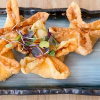 Crab Rangoon (4 Pieces) / 炸蟹角 · Imitation crab, cream cheese and green onions wrapped in wonton skin and deep fried. Served ...