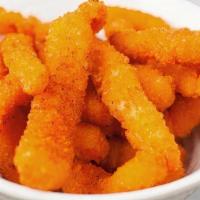 Breaded Calamari · Not your basic calamari…these are thick strips, lightly breaded and flash fried.  Pair with ...