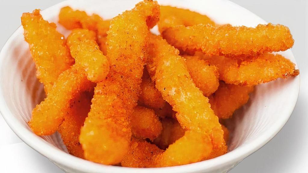 Breaded Calamari · Not your basic calamari…these are thick strips, lightly breaded and flash fried.  Pair with tangy cocktail sauce from our fresh flavor bar.