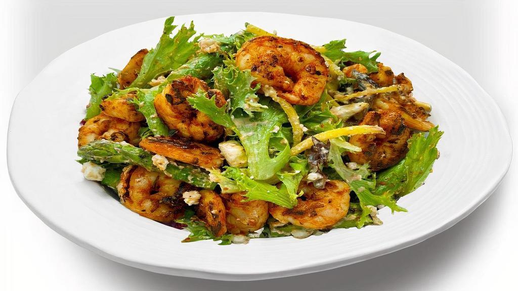 Shrimp Louie Salad  · Marinated shrimp, mixed greens, golden beet, feta cheese, grilled asparagus, tossed with Louie dressing.