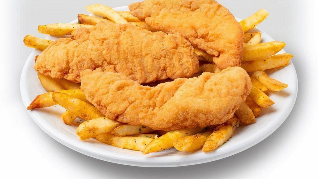 Kids Chicken Strips · For fish-lovers-in-training…tender, juicy chicken strips.. **Delivery orders will receive bottled water instead of fountain drink**