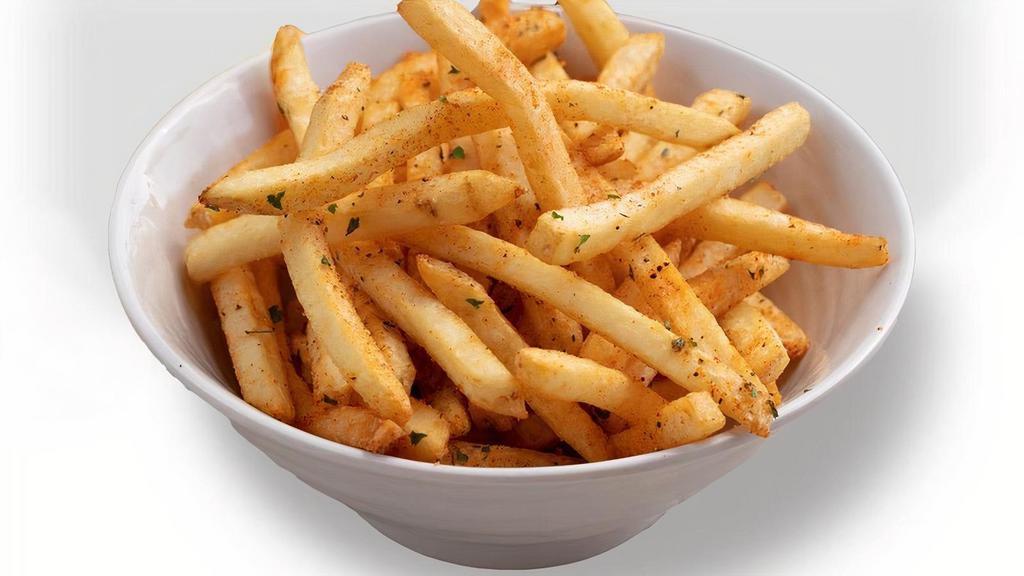 FRENCH FRIES · Fish’s longtime partner, chips.  Russet potatoes, fried, served crispy and hot.  Psst…try the vinegar.