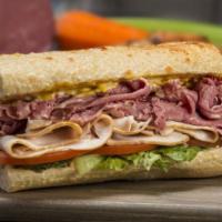 8 Pastrami & Turkey Sandwich · Lean, thinly sliced pastrami, oil browned turkey breast.