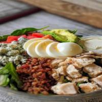 Cobb Salad · Chopped Romaine and Spring Mix, Cherry Tomatoes, Crisp Bacon, Sliced Hard-boiled Egg, Avocad...