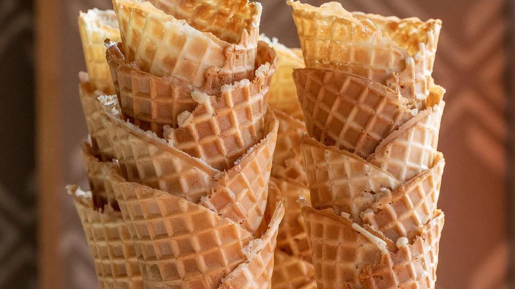 House Made Waffle Cone · One house-made waffle cone to compliment your ice cream!. Contains: Wheat, Milk, Eggs, Soy