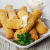 Mozzarella Sticks · Six pieces of cheese breaded and fried till golden-brown, served with marinara sauce.