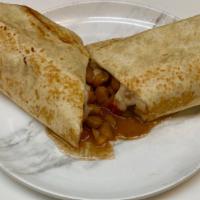 Veggie Burrito · Flour tortilla, beans, cheese, and fresh salsa.