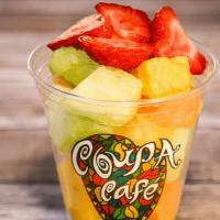 Fruit Cup 16oz · seasonal fresh fruit in a to-go cup. 🅥=Vegetarian  🅖=Gluten-Free