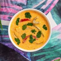 Red Pumpkin Curry · Coconut cream, pumpkin, kaffir lime, sweet basil curry with your choice of tofu or vegetables.