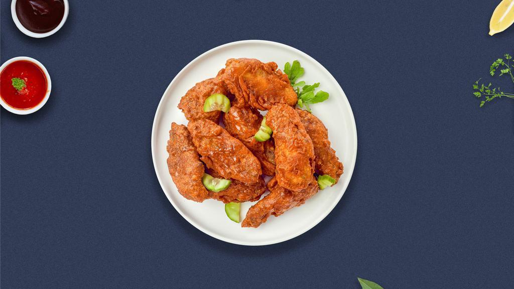Hot Shot Chicken Wings · Fresh chicken wings breaded, fried until golden brown, and tossed in salt and pepper.