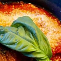 Gnocchi Sorrentina · Vegetarian. House-made gnocchi, cherry tomatoes, mozzarella, Parmigiano-Reggiano and basil.