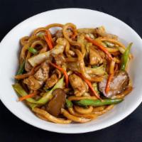 Pork, Chicken, Beef Subgum Shanghai Fat Noodles · Shanghai style, thick-chewy noodles stir-fried with lean pork, chicken, cabbage, and shiitak...