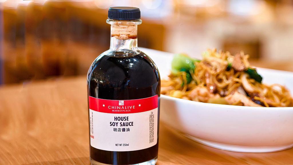 China Live Signature House Soy Sauce · 250 ml bottle. A non-gluten, non-GMO blend of Chinese and Japanese flavors, with a touch of Southeast Asia.