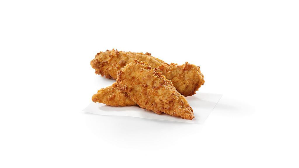 Chick-Fil-A Chick-N-Strips® · Boneless chicken tenders seasoned to perfection, freshly breaded and pressure cooked in 100% refined peanut oil.