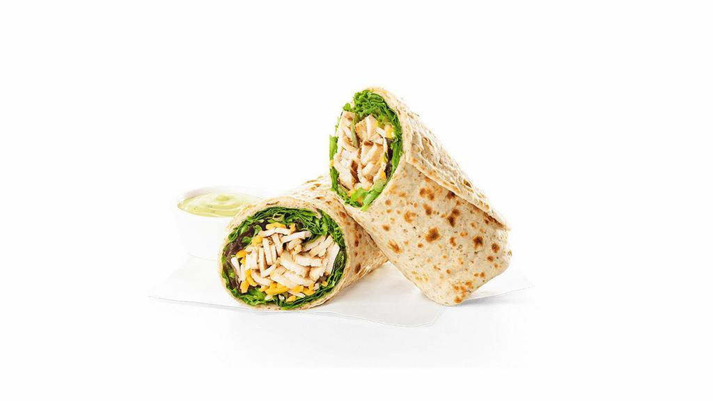Chick-Fil-A® Cool Wrap · Sliced grilled chicken breast nestled in a fresh mix of green leaf lettuce with a blend of shredded Monterey Jack and Cheddar cheeses, tightly rolled in a flaxseed flour flat bread. Made fresh daily. Pairs well with Avocado Lime Ranch dressing.