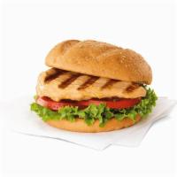 Grilled Chicken Sandwich · A lemon-herb marinated boneless breast of chicken, grilled for a tender and juicy backyard-s...