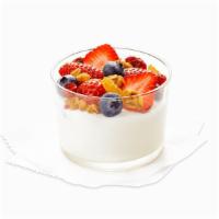 Greek Yogurt Parfait · Creamy, organic vanilla bean Greek yogurt with fresh berries and your choice of toppings.
