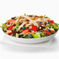 Market Salad · Sliced grilled chicken breast served on a fresh bed of mixed greens, topped with crumbled bl...