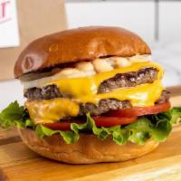 Double Cheeseburger by Calibur Express · By Calibur Express. 1/2 lb fresh, organic, grass fed California beef with double American ch...