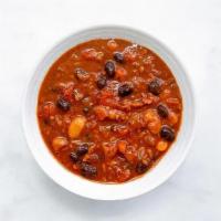 Vegan Chili · hearty beans and vegetables with soyrizo and spices. (100cal/190cal)