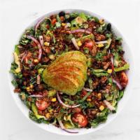 The Impossible Taco Salad  · Plant-based Impossible chorizo, housemade superfood krunchies, chopped romaine, curly kale, ...