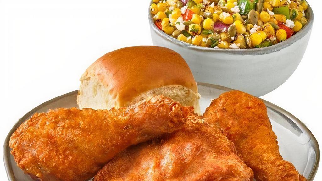 Three Piece Meal · Choice of Campero Fried or Grilled. Includes 3 Pieces of Chicken, two Sides and Choice of Tortillas or Dinner Roll