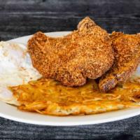 Fried Pork Chops (2) and Eggs · HOUSE-BREADED Fried Pork Chops

-2 eggs and a choice of Side. Comes with Wheat or White toas...