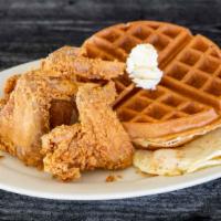 Fried Chicken Wings (3) & Waffle · FRIED TO ORDER  whole Chicken Wings, 2 Eggs & Waffle topped with butter and powdered sugar. ...