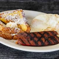 THICK Texas French Toast (2 Whole Slices) · 2 Whole slices of THICK French Toasts topped with butter  and powdered sugar. 

Whipped Crea...