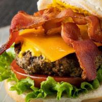 Bacon & Cheese burger · Cheeseburger with applewood smoked Bacon, lettuce tomatoes and your choice of cheese. Served...