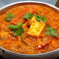 Kadai Paneer Curry · Warming paneer & bell peppers cooked in fresh ground spice powder.