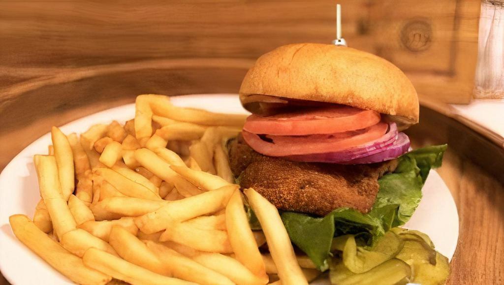 Fried Chicken Burger Meal · Chicken Breast Fried & Served on Brioche with French Fries.