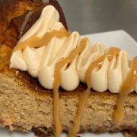 Sweet Potato Basque Cheesecake Slice · A twist on the traditional basque cheesecake - sweet potato cheesecake with pecan crust. *Gl...