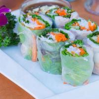 Summer Rolls · Fresh rolls with rice noodles, vegetables, and shrimp. Served with a special house hoisin pe...