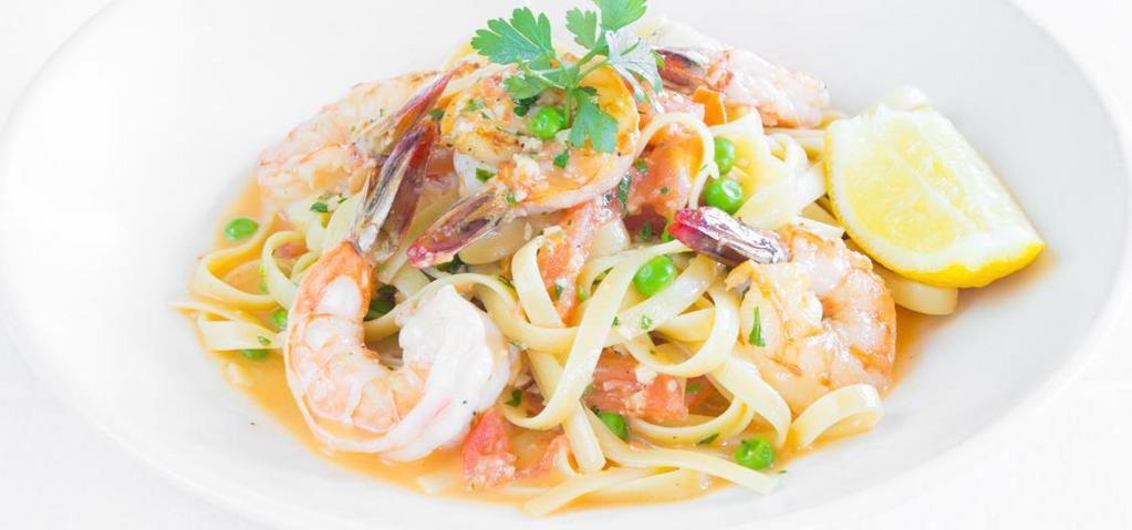 Fettuccine · With sautéed prawns, garlic, green onions, diced tomatoes and extra virgin olive oil.