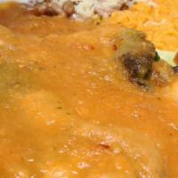 Chile Relleno · Two Traditional pasilla pepper stuffed with Monterey Jack cheese.