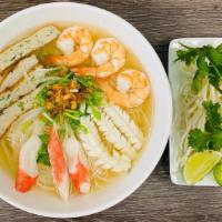 19. Seafood Combo With Shrimps, Imitation Crab & Fish Cake Noodle / Hủ Tiếu Hải Sản · 