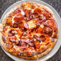 Bull Durham (Extra Large) · Salami, pepperoni linguica, sausage, and beef.