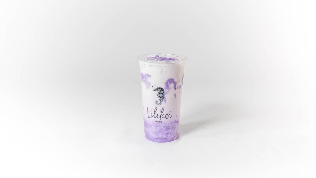 Ube Taro · House made ube taro with chunks of purple yam, organic whole milk (can substitute with oat milk for extra charge).