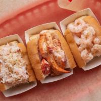 Luke'S Trio · Our seafood sampler! 2oz lobster roll, 2oz crab roll, and 2 oz shrimp roll served on a toast...