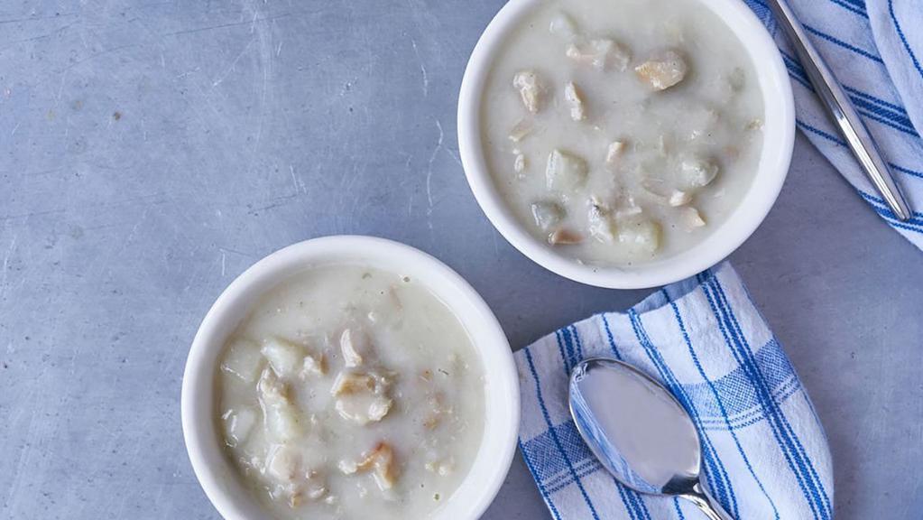 Clam Chowder · Chock full of sustainably caught Atlantic surf clams, potatoes, and onions. Award-winning and made in small batches by Hurricane's Soups in Greene, Maine. GF