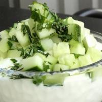 Mast-O Khiar Dip · Yogurt dip with cucumber and mint. Served with bread.