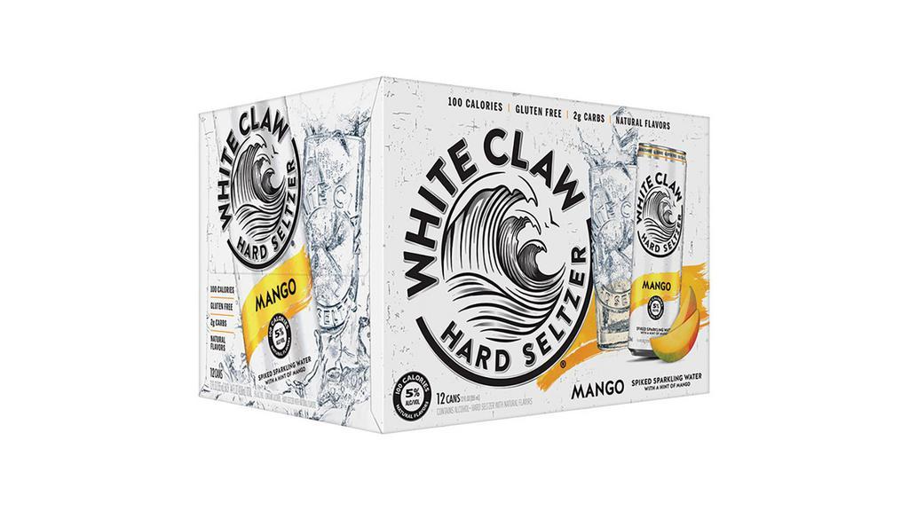 White Claw Hard Seltzer Mango Can (12 oz x 12 ct) · Hard seltzer with a twist of fresh Mango flavor. Enjoy pure refreshment with this sweet, summer fruit flavor year-round.