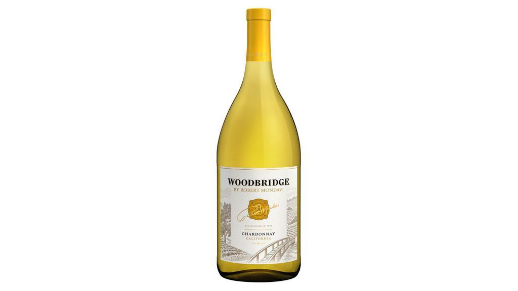 Woodbridge Mondavi Chardonnay (1.5 L) · Woodbridge by Robert Mondavi Chardonnay White Wine unveils aromas of pear complemented by subtle oak and cinnamon. This California chardonnay wine's light to medium body and vibrant acidity showcase characteristic flavors of peach and apple, leading to a toasty finish with vanilla oak notes. Pair this California chardonnay wine with light appetizers as well as hearty dishes like roast chicken with white truffle risotto, or take time to indulge, sipping this chardonnay wine on its own. Grapes in this California white wine are sourced from vineyards where warm days and cool breezes permit the grapes to mature fully for nicely balanced, well-rounded flavor. Oak aging on the lees further enriches this Woodbridge chardonnay's texture and complexity. For best flavor, serve slightly chilled. This fresh yet silky wine is perfect for enjoyment every day. Please enjoy our wines responsibly. ¬© 2021 Woodbridge Winery, Acampo, CA