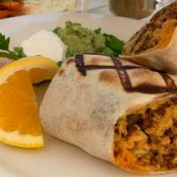 Breakfast Burrito (ONLY Friday:  12-3 pm I Saturday and Sunday : 10 am - 3 pm) · Your choice of protein, country potatoes, scrambled eggs, & jach & cheddar cheese, wrapped i...