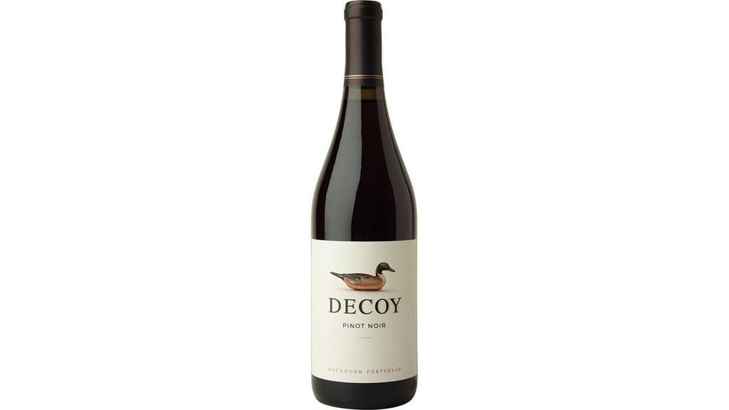 Decoy By Duckhorn Pinot Noir (750 ml) · This alluring Pinot Noir offers beautiful layers of black cherry, currant and strawberry, with subtle notes of rustic forest floor and spice. On the palate, it is soft and silky, with balanced acidity framing the vibrant berry flavors and carrying the wine to long, lush finish.