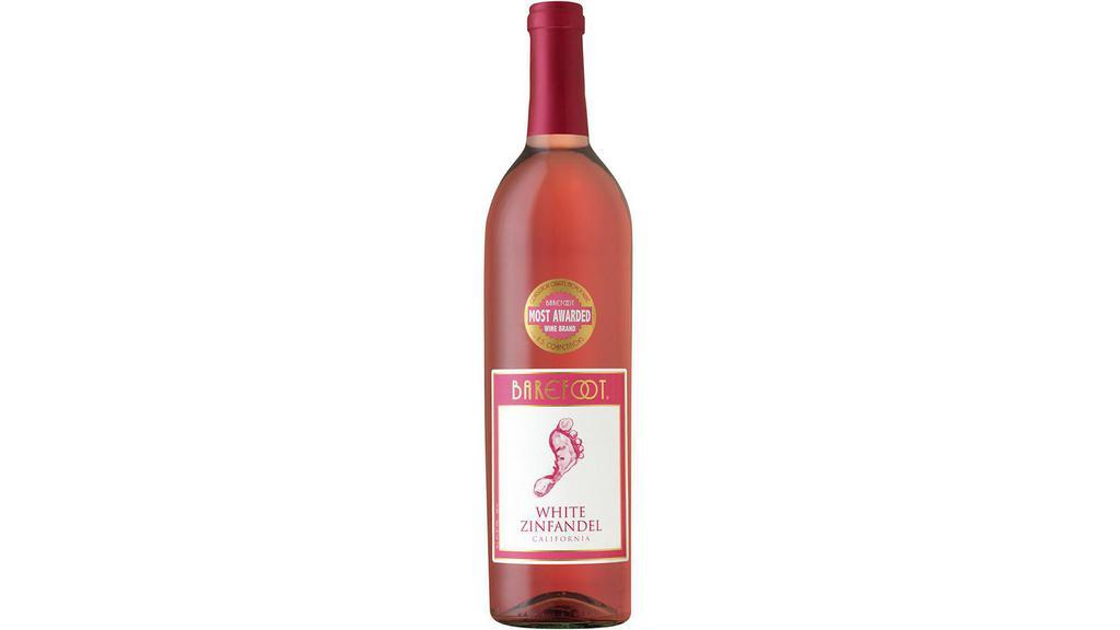 Barefoot Cellars White Zinfandel (750 ml) · Loaded with the refreshing, fruity flavors of sun-kissed strawberries, succulent pears, sweet pineapple, and Georgia peaches, Barefoot White Zinfandel will always leave you asking for one more sip. Even better over ice, our White Zinfandel is the perfect pairing for fresh fruits, smooth cheeses, and seafood feasts.